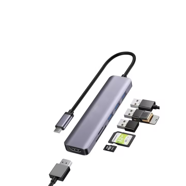 Hub USB C para MacBook Air/Pro, adaptador multipuerto USB C 6 en 1, adaptador USB-C con salida HDMI 4K, puerto USB 3.0, lector de tarjetas TF/SD para Dell, XP, HP, Surface y más dispositivos tipo C - 1