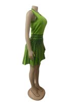 Vestido Mini De Oficina Para Mujer Estampado Y Elástico De Tenis Con Cuello Redondo Y Falda Plisada Casual Middle Age Polyester - details 58