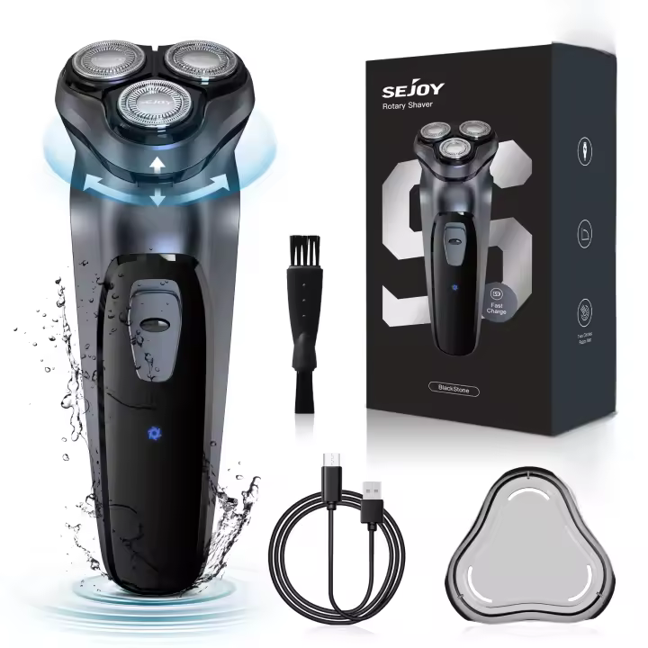 Afeitadora Eléctrica Sejoy Para Hombres Recargable a Prueba De Agua Afeitadora Rotatoria Portátil Para Viajes Con Trimmer De Barba Regalo Ideal - 1