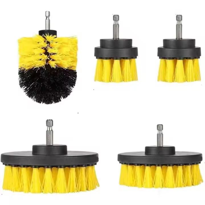 Juego de 5 cepillos para taladro, kit de limpieza de herramientas para cepillos para taladro, cepillos para taladro para superficies de baño, pisos, azulejos de bañera y automóviles - 1