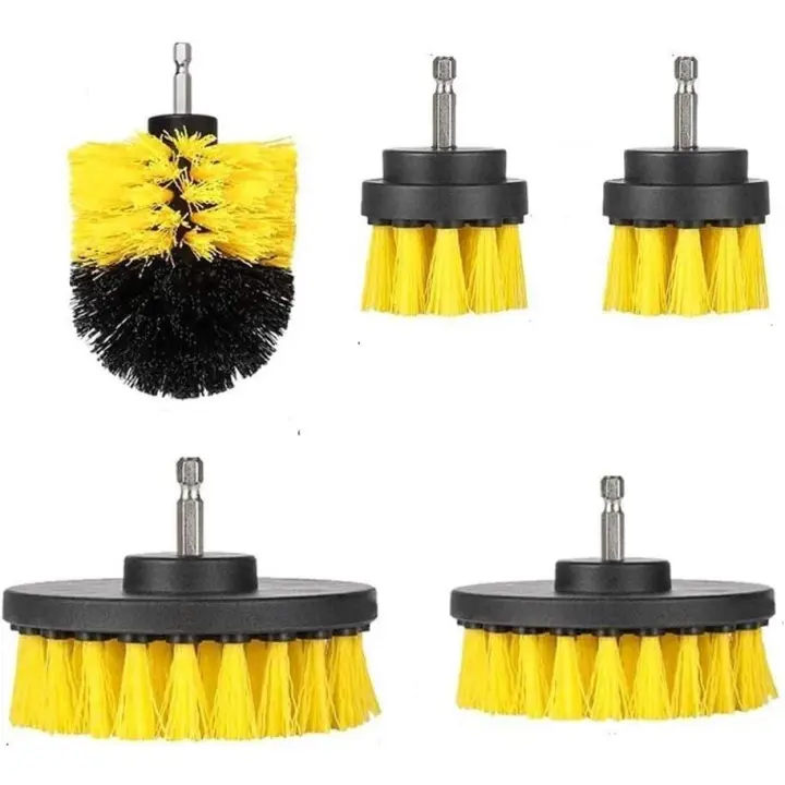 Juego de 5 cepillos para taladro, kit de limpieza de herramientas para cepillos para taladro, cepillos para taladro para superficies de baño, pisos, azulejos de bañera y automóviles - 1