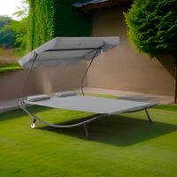 Mediawave Store Cama al aire libre PARADISE con almohadas y sombrilla 155x173x200 cm, ideal jardín, relax y confort - details 2