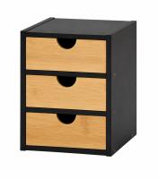 ARISE SHOP - Organizador de Cajones de Bambú Premium | 3 o 4 Niveles | Multiusos para Hogar y Oficina | Madera Ecológica Resistente - Negro/Blanco - details 2