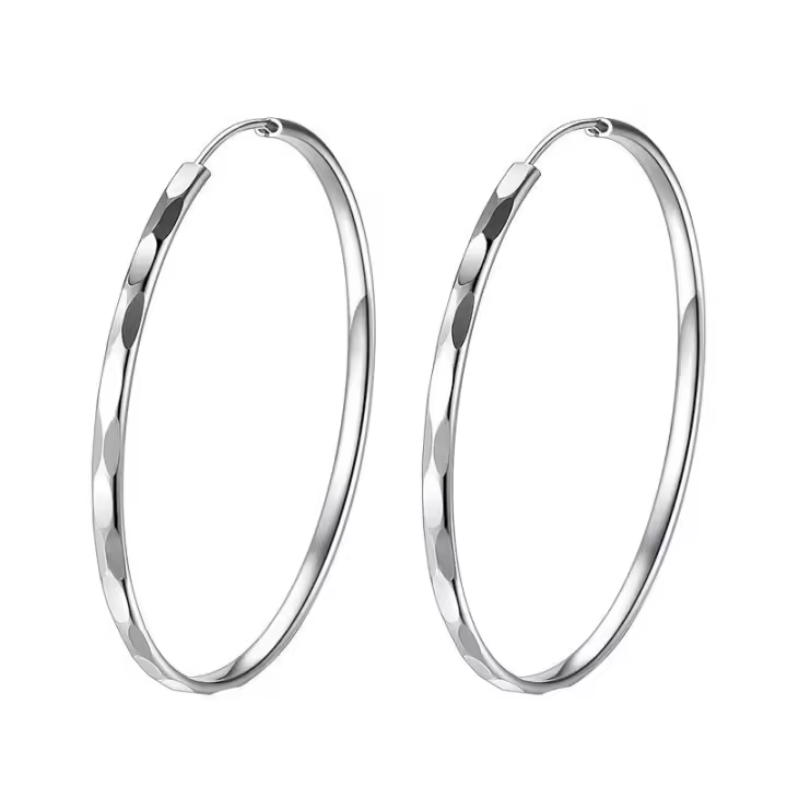 pendientes mujer plata 925，pendientes mujer，Joyeria y bisuteria para mujer,Pendientes de plata de ley 925 para mujer, aretes grandes redondos de 5cm, regalo de joyería - 1