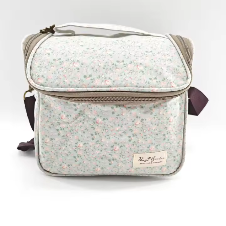 Bagsgarden Bags Garden - Bolso Nevera Impermeable con Flores - Asa Superior - Cierre de Cremallera - Aislante Térmico - 1
