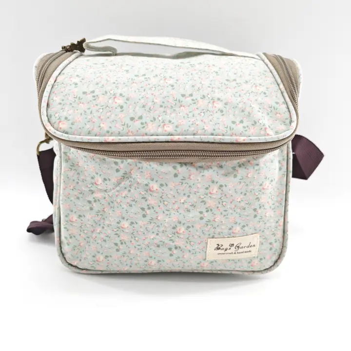Bagsgarden Bags Garden - Bolso Nevera Impermeable con Flores - Asa Superior - Cierre de Cremallera - Aislante Térmico - 1