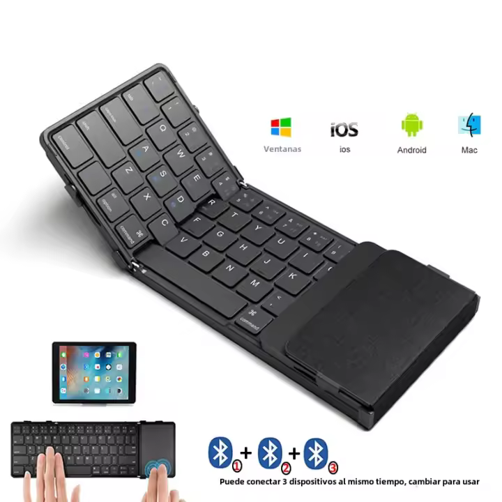 Teclado Inalámbrico Plegable Con Touchpad Recargable Bluetooth Para Tableta iPad iPhone Teclado Plegable Estándar Para Tablet - 1