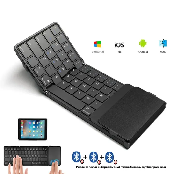 Teclado Inalámbrico Plegable Con Touchpad Recargable Bluetooth Para Tableta iPad iPhone Teclado Plegable Estándar Para Tablet - 1