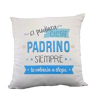 Cojín con Mensaje para Padrinos : " Si pudiera Elegir Padrino Siempre te Volvería a Elegir ". Regalo Pascua . Compadre - details 0
