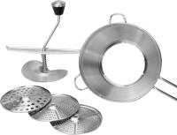 Molino de verduras | Prensa de tomates de acero inoxidable | Picadora de alimentos | Machacador de patatas | Puré rotatorio | Apto para lavavajillas | Con 3 discos de molienda - details 0