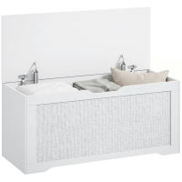 HOMCOM Baúl de Almacenaje 108L, Banco de Almacenaje con Panel de Ratán, Tapa Elevable, Brazos de Soporte, Diseño Sin Tiradores, para Recibidor, Pasillo, Dormitorio, Salón, 80x40x45 cm - details 1