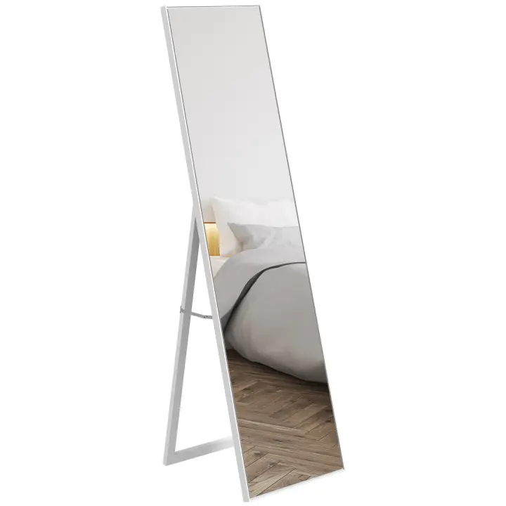 HOMCOM Espejo de Pie Rectangular para Vestidor Salón Baño Pasillo - 40 x 47 x 147 cm - Blanco - 1