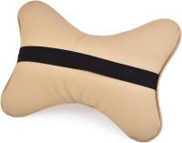 Almohada para el cuello del coche 2 piezas de cuero PU almohada de viaje para reposacabezas soporte para el cuello para asiento de coche (Beige) - details 0