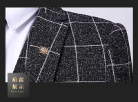 Traje De Tres Piezas Para Hombre Con Rayas Y Cuadros Chaqueta Con Cuello En V Pantalones Elegantes Para Ocasiones Casuales Y De Negocios - details 14