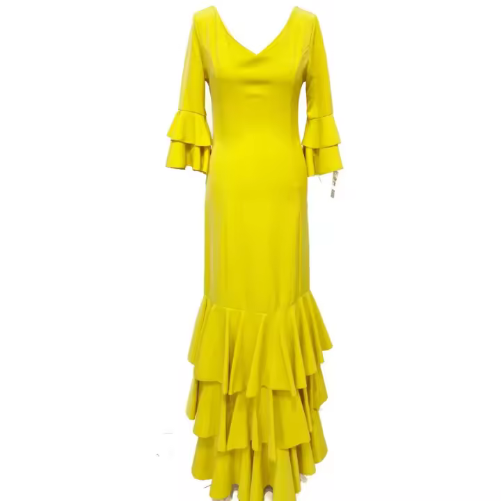 VESTIDO FLAMENCA LICRA FABRICADO EN ITALIA . TALLAS XS/S 34/36 - 72CM 60CM 76CM . M/L 38/40 - 80CM 68CM 84CM . XL/XXL - 42/44/46 - 92CM 80CM 96CM  LARGO 150CM - 1