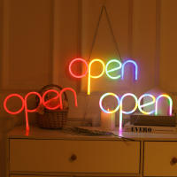 Luz De Noche LED Neon Abierto Para Decoración De Barra Pub Hotel Café Letras Luminosas Coloridas Para Ventana Forma Redonda Material ABS - details 2
