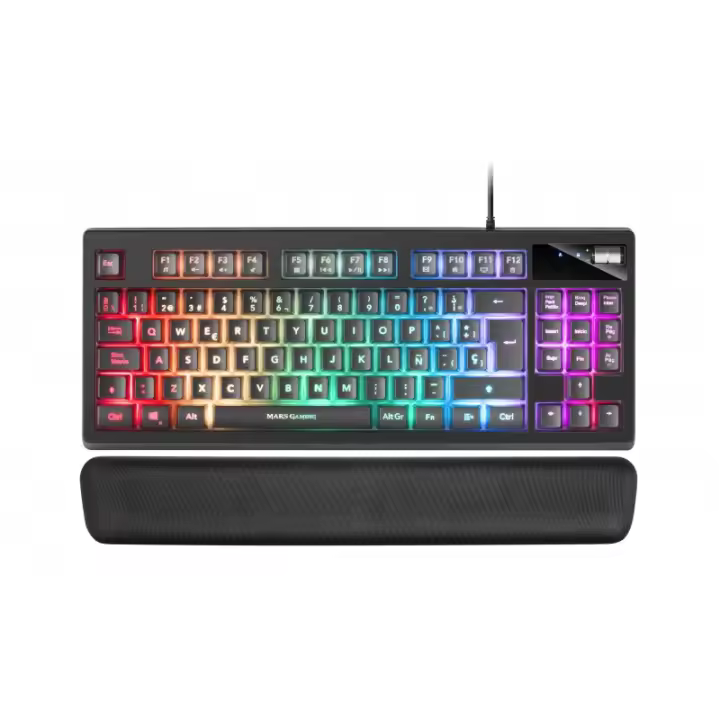 Mars Gaming - MKAXES Teclado Compacto TKL H-Mech, Iluminación RGB 9 Efectos, Reposamuñecas Gel, Negro, Idioma Español MKAXES - 1