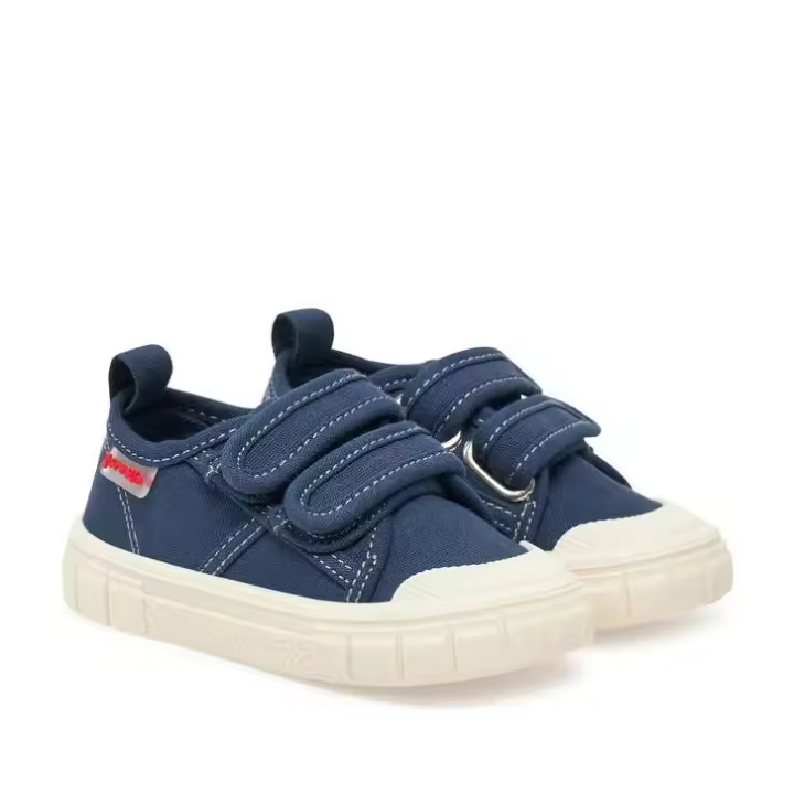 Garvalín Barefoot zapatillas deportivas de lona respetuosas con velcro color marino mod. 252381-A089 en azul marino - 1