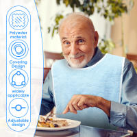 4Pcs Bibs Para Adultos En Poliéster Protección Rresistente a Manchas Para Comidas Y Bebidas Ajustables Para Ancianos Azul/Ceniza - details 5