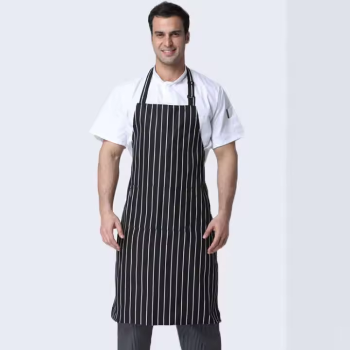 Delantal De Cocina Para Hombres Y Mujeres Halter Neck Rayas Azul Y Blanco Resistente a Manchas Accesorios De Ropa Para Catering - 1