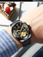 Reloj De Pulsera De Lujo Para Hombre FNGEEN Reloj De Cuarzo Resistente Al Agua En Acero Inoxidable Y Oro Estilo Business Con Display Numeral Romano - details 15