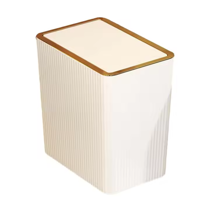 Cesta De Papel Para Cocina Con Tapa De Presión Contenedor De Basura Delgada Y Estrecha Para Estudio Garage Sunroom - 1
