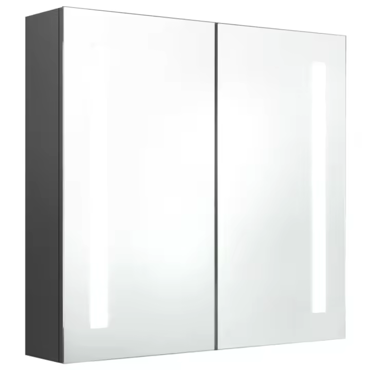 Armario de baño con Espejo y LED gris 62x14x60 cm - 1