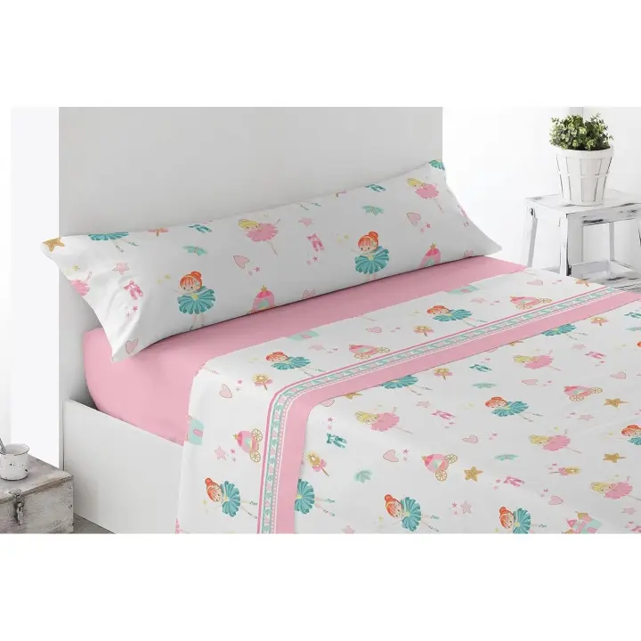 Juego de sábanas ligero, suave, fresco. Infantil, Rosa, Azul, Juego de Cama 100% Microfibra tacto Satén. Cama de 90, Bailarina, Unicornio, Animales. Primavera, Verano. Dormitorio Elegante, Alegre, Colorido,Luz. Niño y Niña - 1