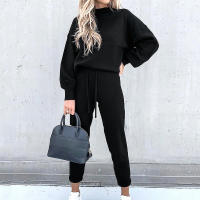 Conjunto De Dos Piezas Para Mujer De Otoño E Invierno Suéter De Cuello Alto Casual Color Sólido Pantalones Conjunto De Moda - details 9