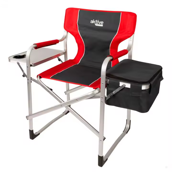 Silla de camping Aktive Camping con mesa y bolsa térmica negro/rojo 92,5x61x52 cm - 1