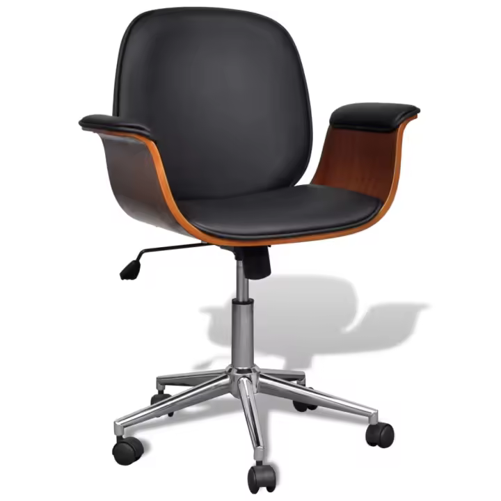 Sillón giratorio de Madera curvada y cuero sintético - 1
