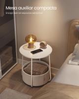 Mesa Auxiliar Redonda con Cesta de Tela - Espaciosa Mesa Lateral para Salón, Dormitorio o Mesita de Noche, Estilo Moderno, Disponible en Varios Colores - details 16
