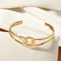 Encanto Anillos abiertos ajustables de acero inoxidable 304, sortijas huecas de Color dorado, sortijas de fiesta de boda, Pulsera de acero inoxidable abierta hueca, joyería ajustable chapada en oro de alto brillo - details 3