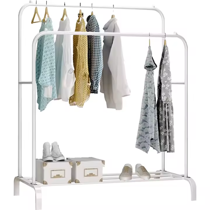 Burro Ropa Doble edihome, perchero colgador de ropa, doble, metálico, con soporte para zapatos - 1