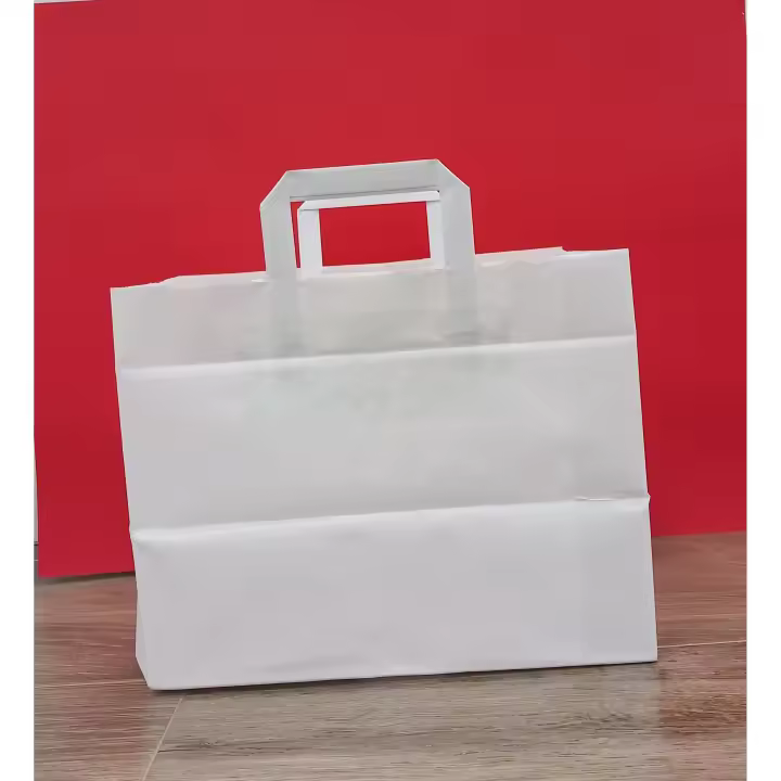 25 BOLSAS PAPEL ASA PLANA BLANCA - TAMAÑO 32 CM (ANCHO) 25 CM (ALTO) 22 CM (FONDO/FUELLE) - 1