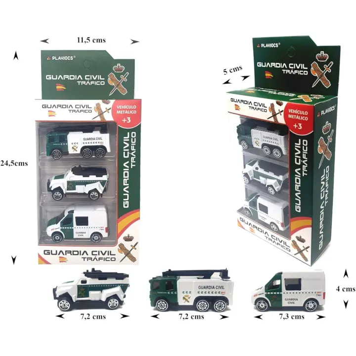 Playjocs - Vehículo de metal miniatura coleccionable con partes de plástico. Cochecitos Aleatorios Guardia Civil GT-8043 Cochecito Policía Nacional GT-8042 Ambulancia GT-8067 - 1