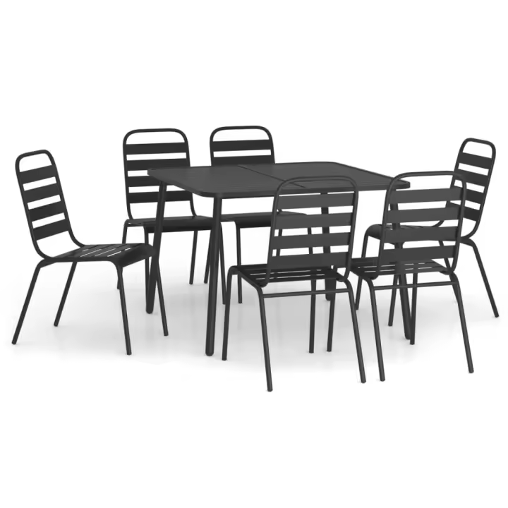 vidaXL Juego de comedor de jardín 7 piezas acero gris antracita - 1