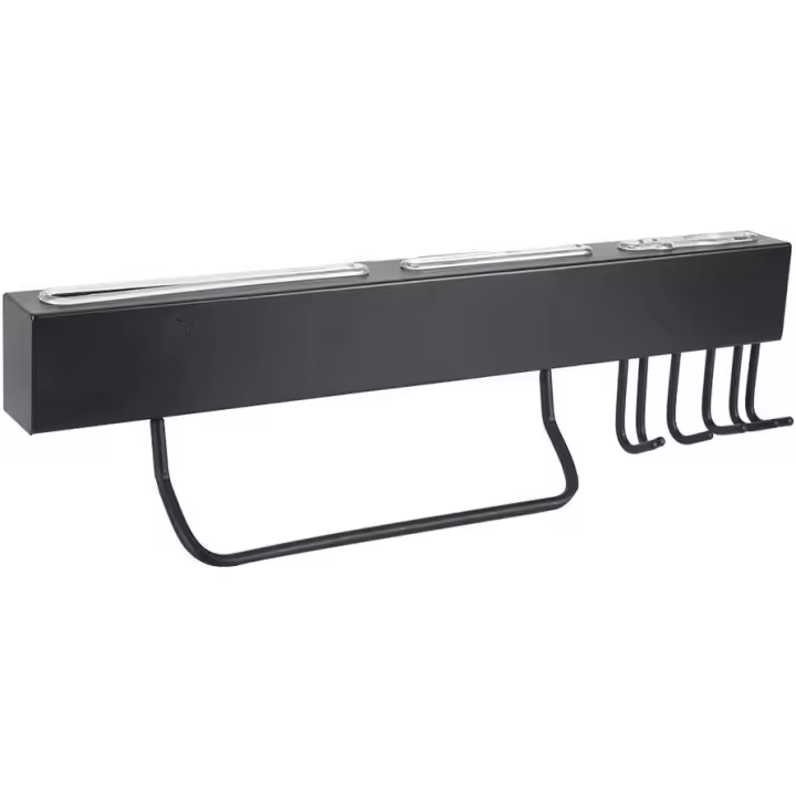 Storage Rack, Household Black 304 Stainless Steel Kitchen Wall-Mounted Storage Rack Knife Holder(40cm Long Black 6 Hooks) - 1