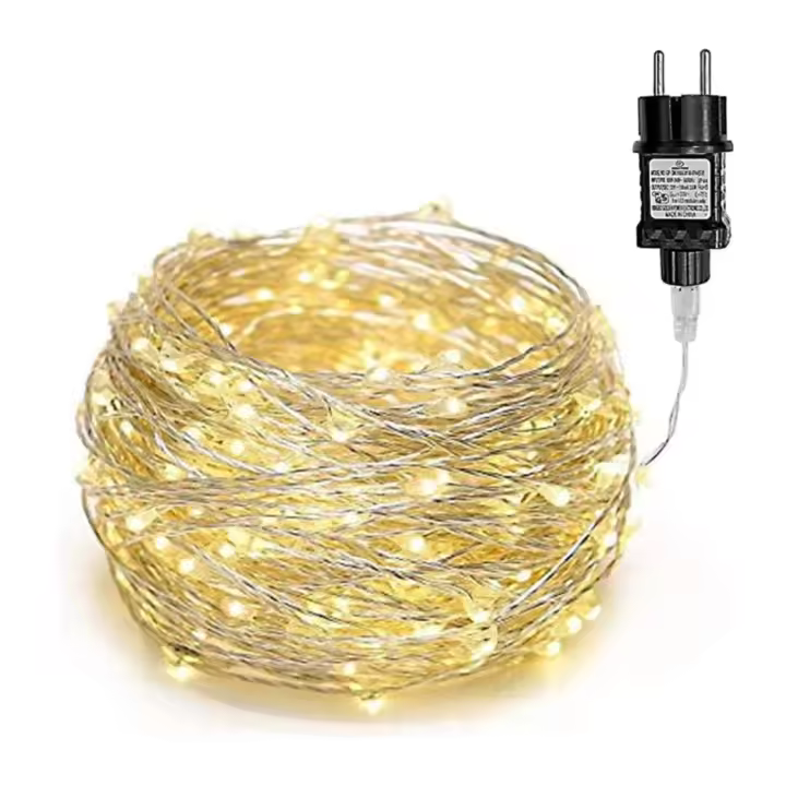 Alambre de guirnalda para iluminación exterior o interior de 20m, de Micro LED de 200/300W de Gresonic, blanco cálido, Dauerlicht, 200LED - 1