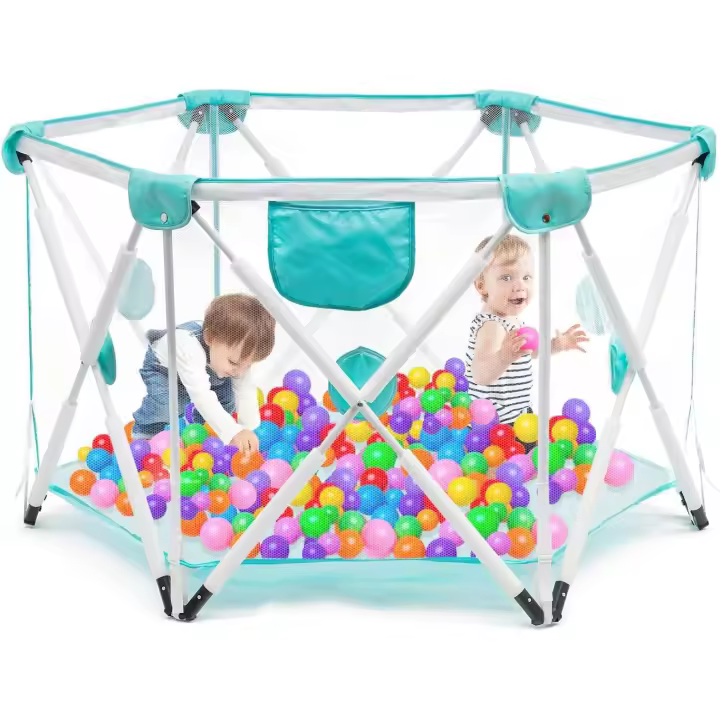 Carretel de Juegos para Bebés Hexagonal Plegable y Portátil Malla Transpirable Súper Suave - 1