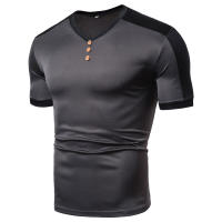 Camiseta Casual Para Hombre Con Bloque De Colores Manga Corta Estilo V-Neck Secado Rápido T-Shirt De Cuatro Estaciones - details 2