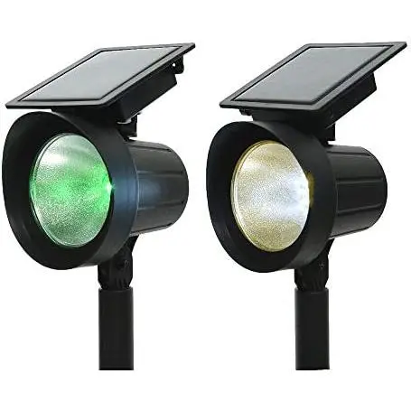 Conjunto 2 estacas proyector solar led 25lm luz multicolor (8 colores) 11x13x42,5cm - 1