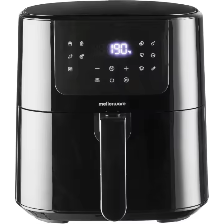 Mellerware - Freidora sin aceite Crunchy Plus 5.5L 1500W | 11 Menús Predefinidos | Capacidad para 3-5 raciones | Temporizador Programable | Pantalla para controlar la temperatura | Air Fryer 80-200º - 1
