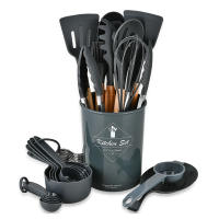 Set De Utensilios De Cocina De Silicona 34 Piezas Negro Antideslizante Con Manos De Madera Espátula Shovel Batidores De Huevo Accesorios De Cocina Ecológicos Y Resistentes Al Calor - details 11