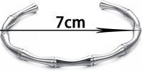 Pulsera Brazalete Mujer Cuff Bambú Chapado en Oro Acero Inoxidable Elástico Amplio Charms Retorcido Plata Pulsera Oro - details 7