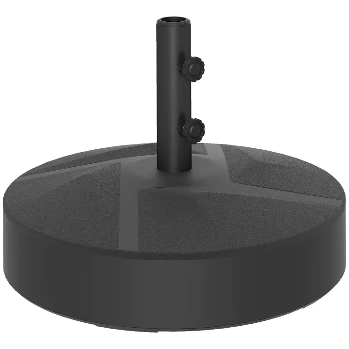 Outsunny Base para Sombrilla Redonda Soporte para Parasol Pie para Sombrilla Rellenable con Agua 25L o Arena 30kg para Jardín Terraza Negro - 1