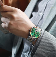 Reloj De Pulsera Automático Para Hombre OLEVS Estilo Business Impermeable Con Correa De Acero Inoxidable Calendario Esqueleto Display Numeral Romano - details 8