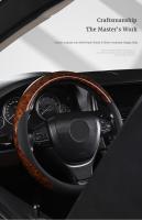 Cubierta De Volante De Cuero Microfibra Con Patrón De Madera Universal Ajuste Para 14.5-15 Pulgadas Durable Antideslizante Diseño De Venas - details 8