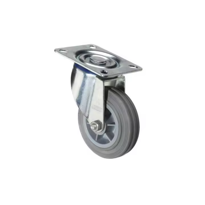 Rueda Industrial Wolfpack Goma Gris Placa 80mm - 1