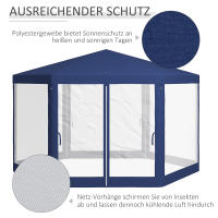 Gazebo 4x3m Hexagonal Impermeable Estable Resistente al Frío Gazebo con Mosquiteros Tienda de Fiesta Tienda de Jardín con 6 Paneles Laterales Gazebo de Jardín para Jardín de Camping, Azul - details 4